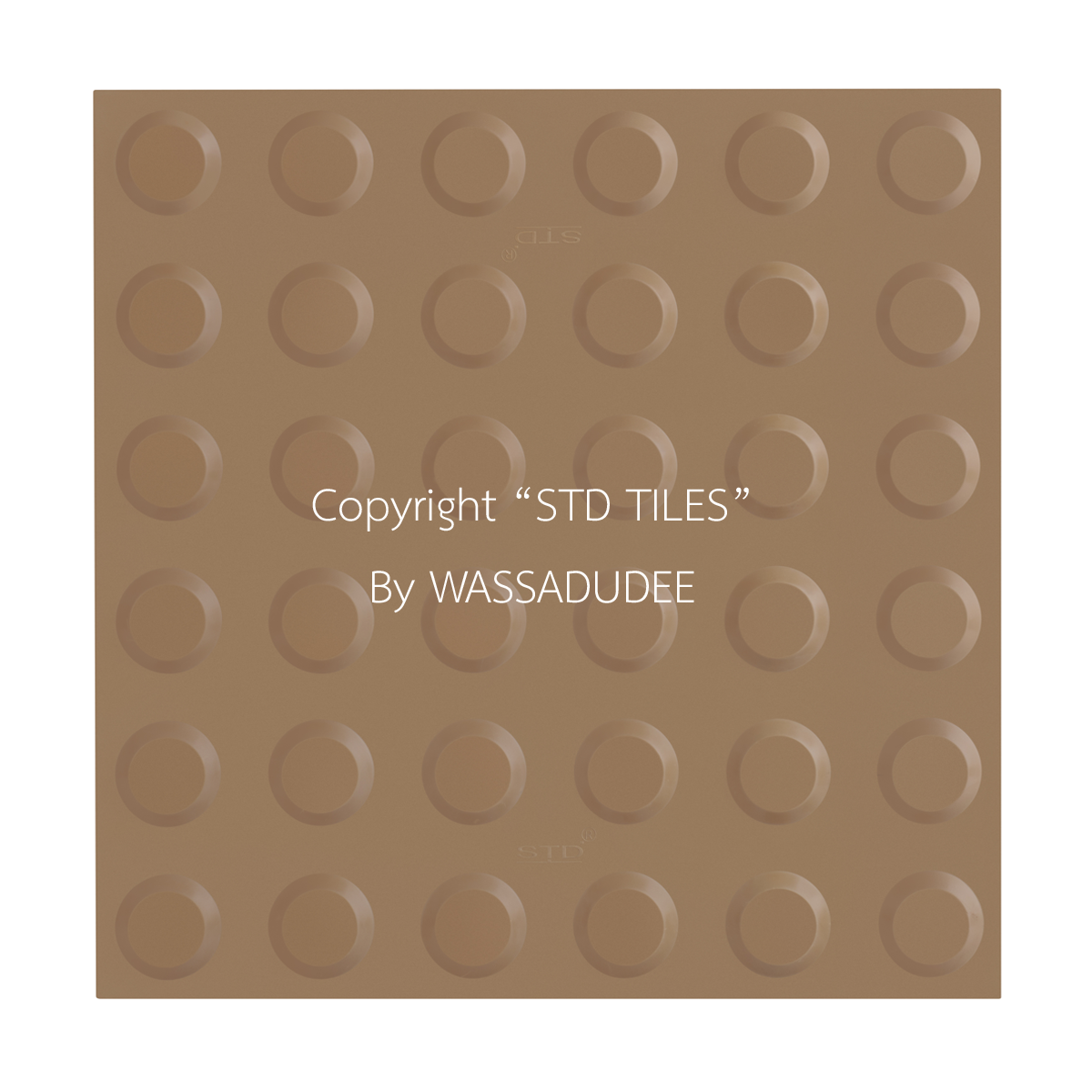 warning tactile flooring 001 Forest Khaki ลายกลม รุ่นพาราไท รหัส STD-RUPA210 กระเบื้องยางคนตาบอด ยางพาราปูพื้นผิวต่างสัมผัส แผ่นยางพาราคนตาบอด