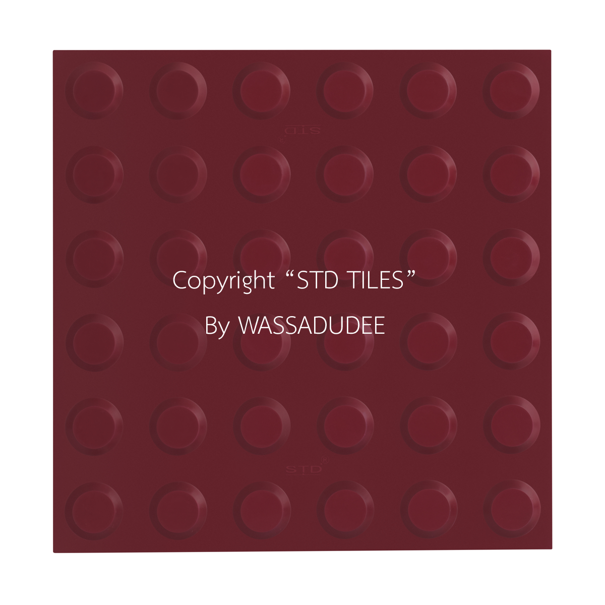 warning tactile flooring 001 Maroon red ลายกลม รุ่นพาราไท รหัส STD-RUPA210 กระเบื้องยางคนตาบอด ยางพาราปูพื้นผิวต่างสัมผัส แผ่นยางพาราคนตาบอด